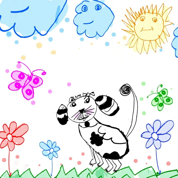 Рисунок ребенка собака на лугулидерство - головоломка 3d визуализации иллюстрация с словом на синем фоне — стоковое фото
