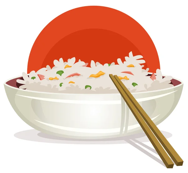 Жареный рис с азиатских палочками — стоковый вектор