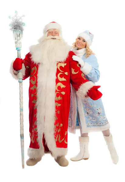 Дед Мороз и Снегурочка — стоковое фото
