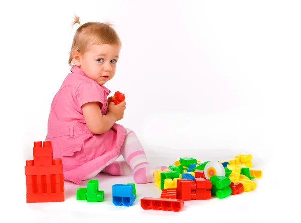 Девочка с блоками — стоковое фото