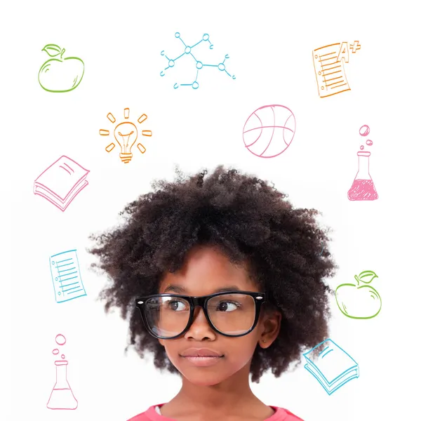 Составное изображение милой ученика в очках — стоковое фото