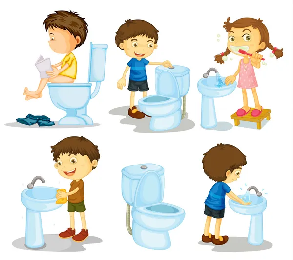 Дети и аксессуары для ванной комнаты — стоковый вектор