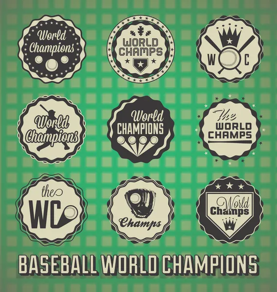 Векторный набор: Чемпионы мира бейсбол этикетки и значки — стоковый вектор