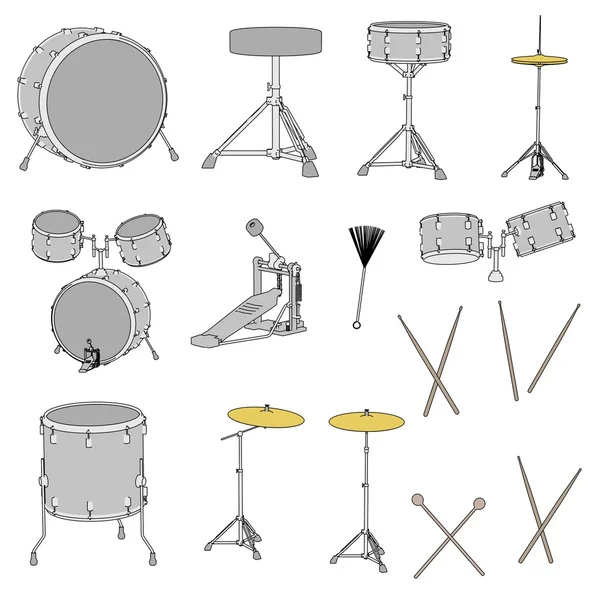 Мультфильм изображения музыкальных инструментов - ударная установка — стоковое фото