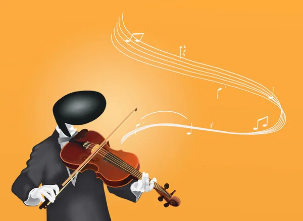 Скрипач человек играть на скрипке с музыкальными нотами — стоковое фото