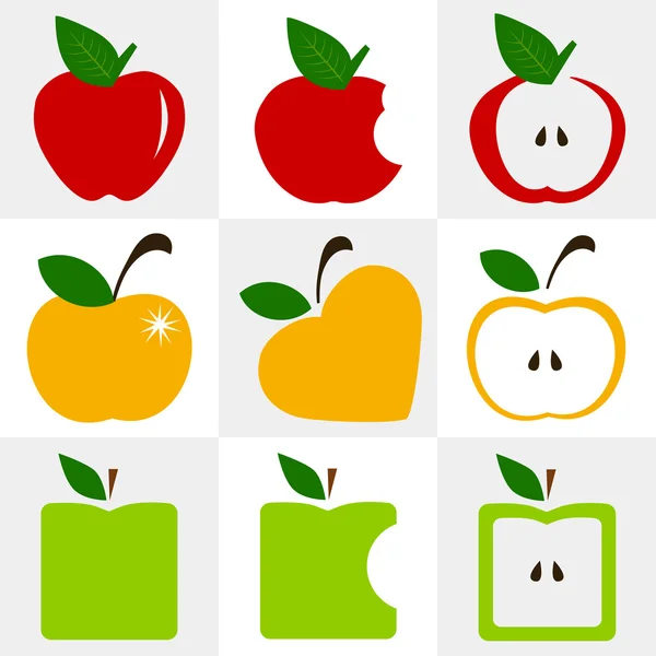 Яблоко символ вектор - набор — стоковый вектор