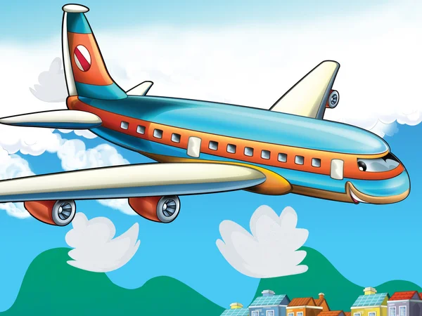 Мультфильм пассажирский самолет — стоковое фото