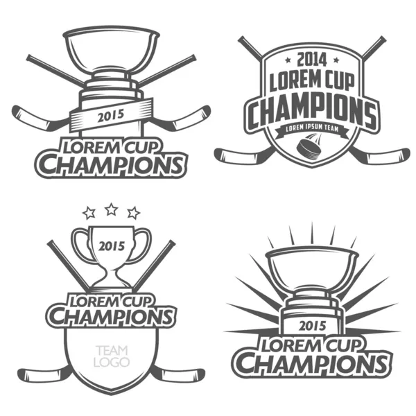 Хоккей чемпионов этикетки, значки и элементы дизайна — стоковый вектор