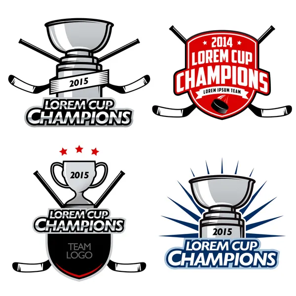 Хоккей Кубок чемпионов этикетки, значки и элементы дизайна — стоковый вектор