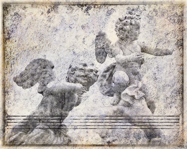 Ангелы и музыкальный коллектив на гранж-фон — стоковое фото