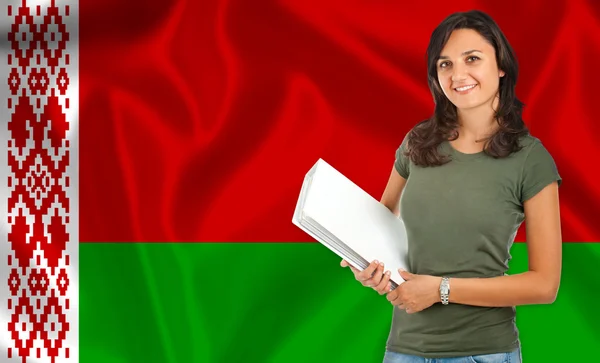 Студентка за белорусского флага — стоковое фото