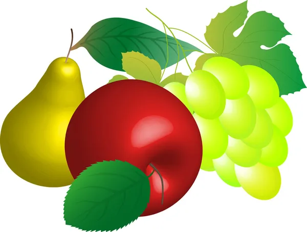 Красное яблоко, груша и виноград — стоковый вектор