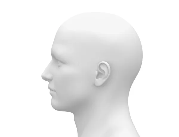 Пустой белый мужской головы - вид сбоку — стоковое фото