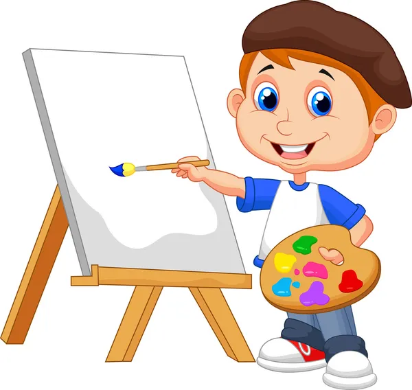 Мультфильм мальчик живопись — стоковый вектор