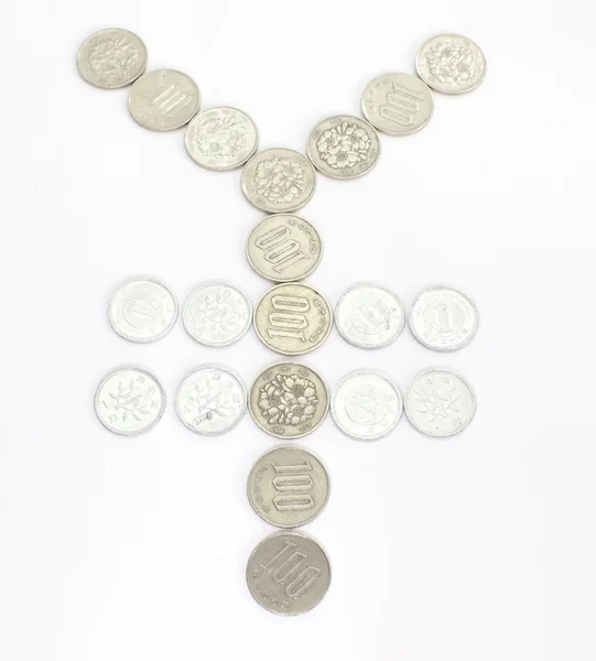 Серебряные и золотые монеты — стоковое фото