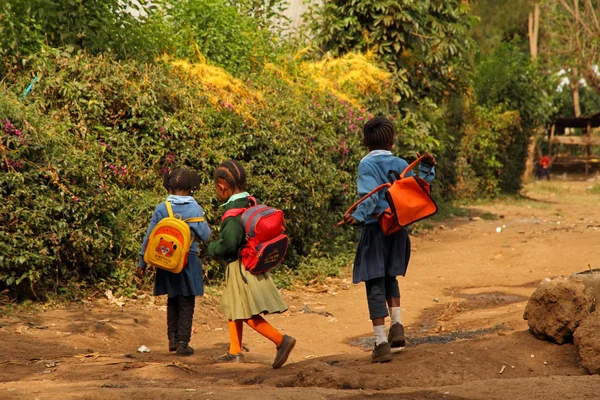 Молодые африканские школьницы, по дороге домой из школы — стоковое фото