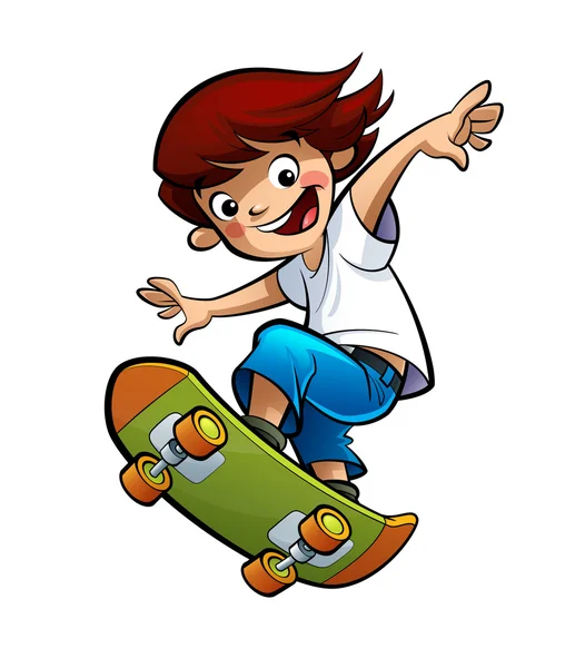 Мальчик, катающийся на коньках — стоковое фото