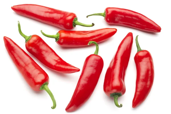 Группа красный перец Чили на белом фоне — стоковое фото