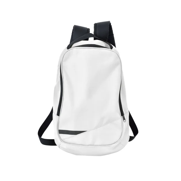 Белый рюкзак, изолированные с пути — стоковое фото