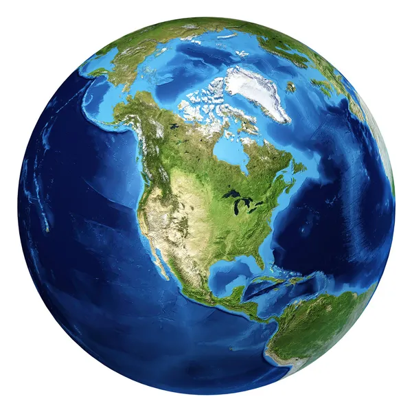 Глобус земли, реалистичные 3 d рендеринга. вид Северной Америки — стоковое фото