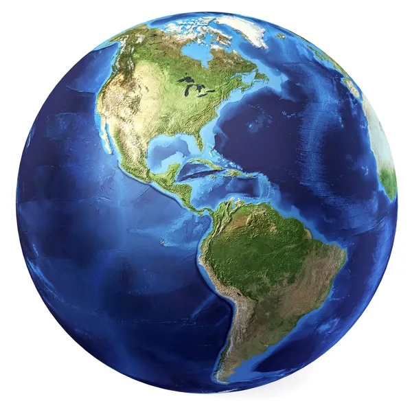 Глобус земли, реалистичные 3 d рендеринга. вид Северной и Южной Америки. (источник карта — стоковое фото