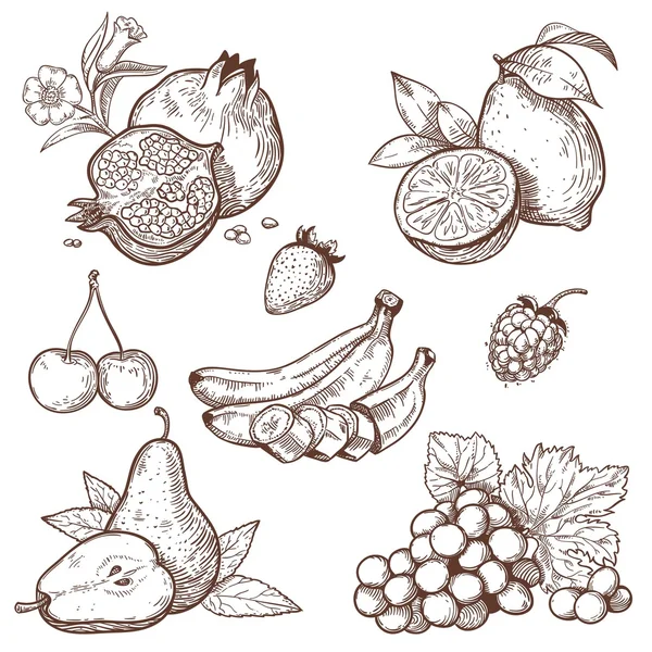 Иконки сладкие фрукты и ягоды — стоковый вектор