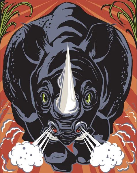Черный носорог — стоковый вектор
