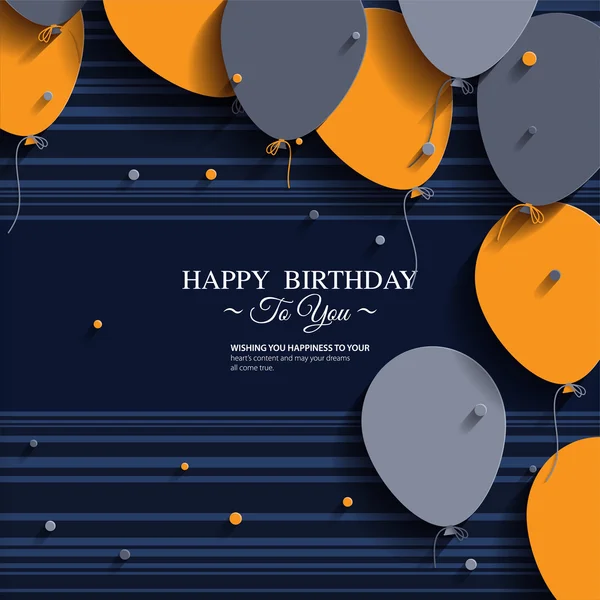 Векторная открытка с шарами и день рождения текст — стоковый вектор