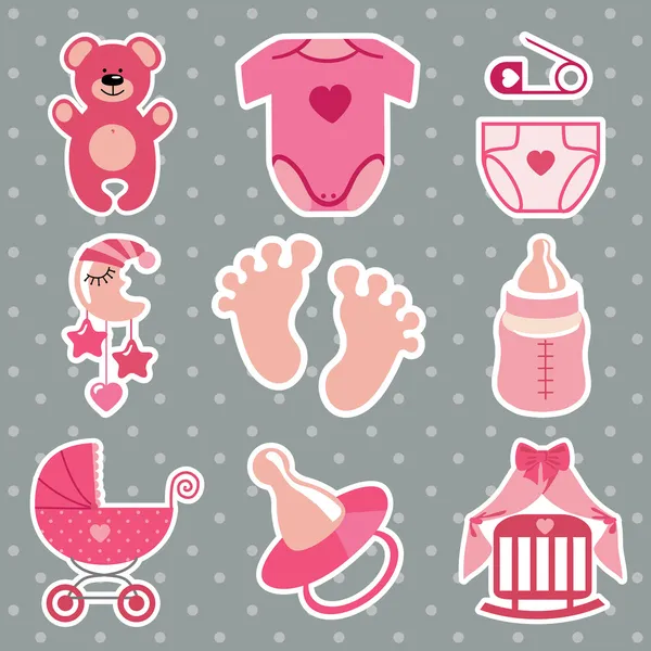 Симпатичные иконки для новорожденного girl.polka точка фон — стоковое фото