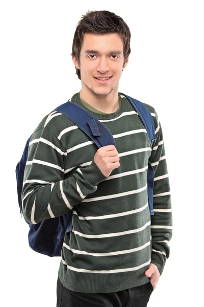 Мальчик с мешок школы позирует — стоковое фото