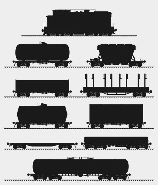 Набор поезда с грузовых вагонов — стоковый вектор