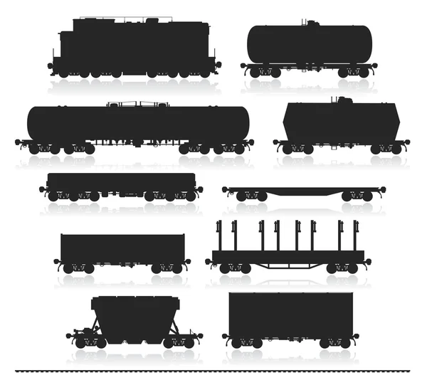 Набор поезда с вагонов — стоковый вектор