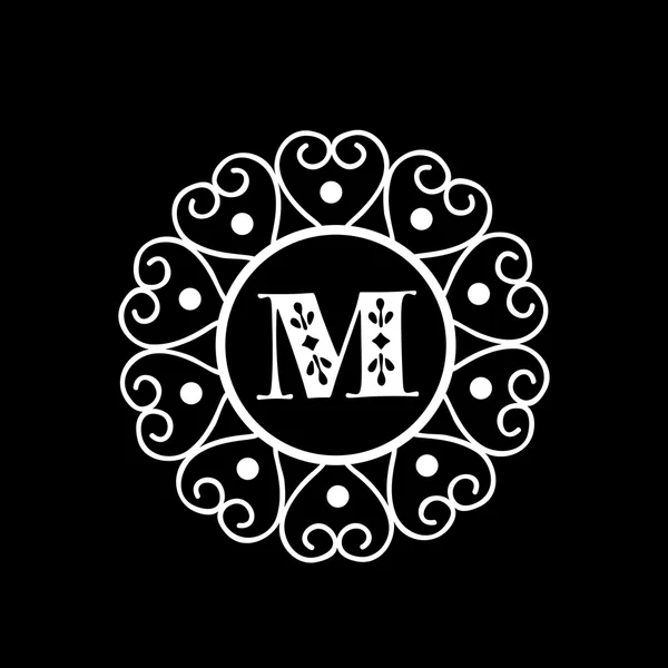 Блестящая рамка с буквой М для монограммы — стоковый вектор