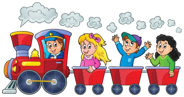 Поезд со счастливыми детьми — стоковый вектор