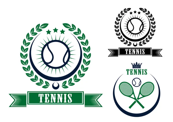 Теннисные эмблемы спортивных состязаний или значки — стоковый вектор