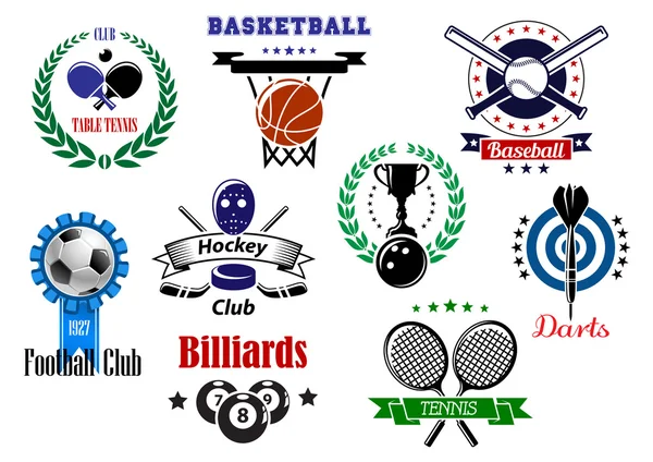 Геральдические спортивные эмблемы, символы и дизайн — стоковый вектор