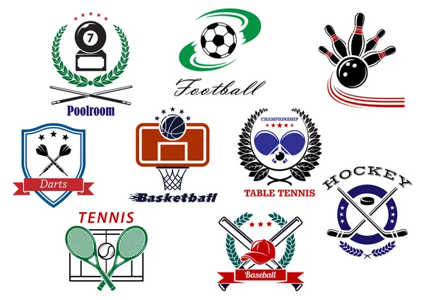 Эмблемы командных видов спорта и эмблема — стоковый вектор
