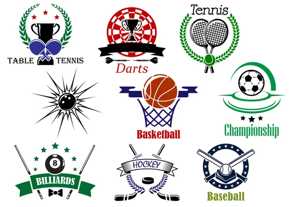 Спортивные эмблемы и эмблема с элементами дизайна геральдики — стоковый вектор