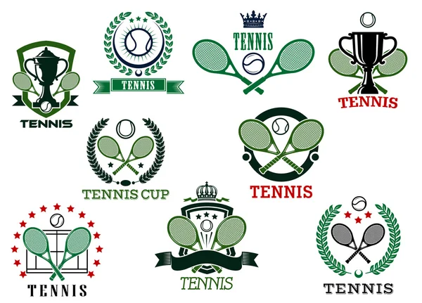 Теннис спортивные эмблемы и значки — стоковый вектор
