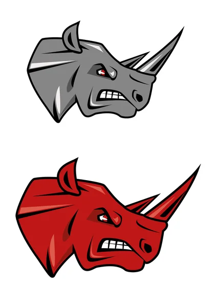 Злой носорог головы талисман дизайн — стоковый вектор
