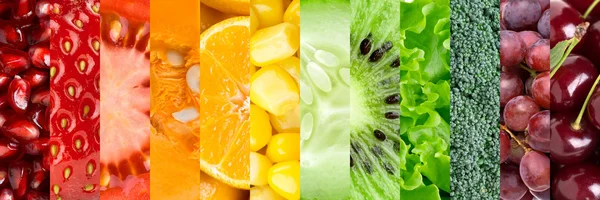 Коллекция с различными фруктами и овощами — стоковое фото