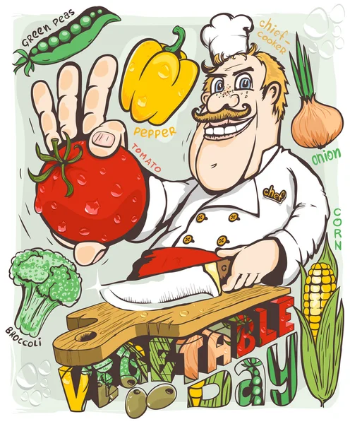 Шеф-повар овощной день — стоковый вектор