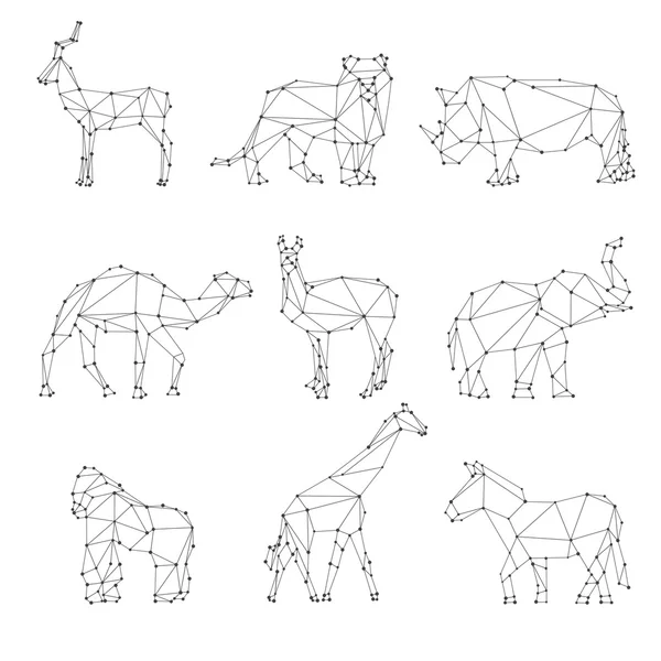 Геометрические силуэты животных — стоковый вектор