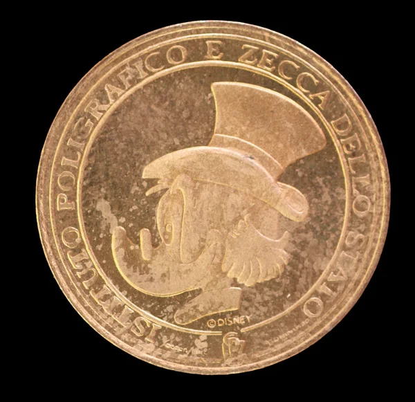Walt Disney монета с изображением портрета дяди Скруджа Макдака — стоковое фото