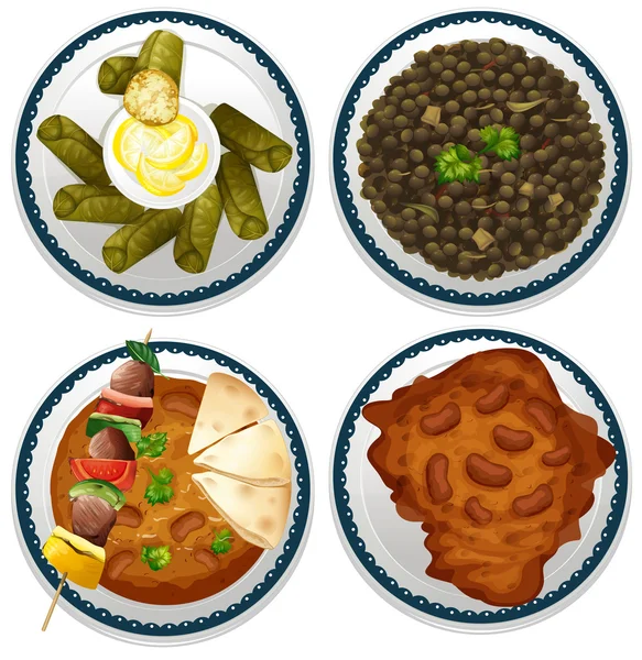 Четыре блюда индийской кухни — стоковый вектор
