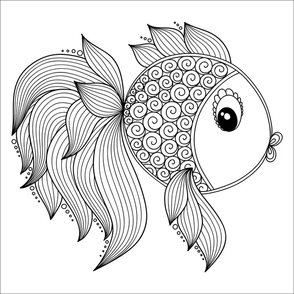 Pattern for coloring book. Vector Cartoon Fish. — стоковое фото