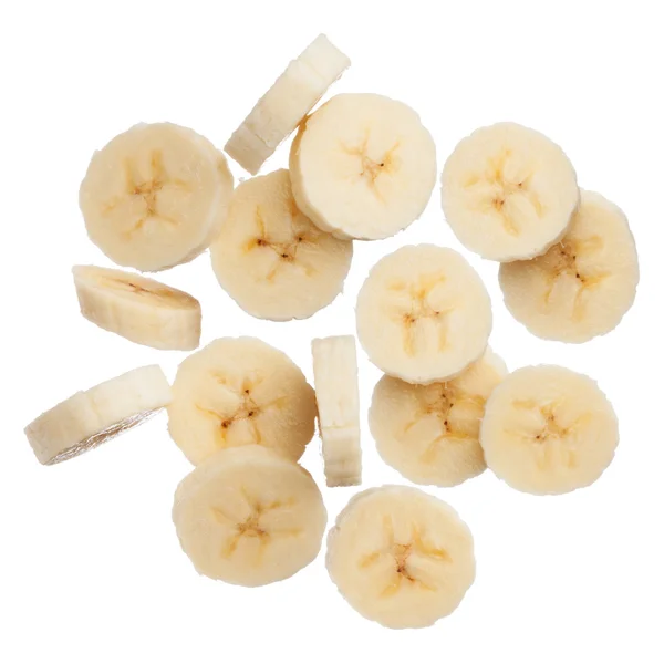 Ломтики банана, изолированные на белом фоне — стоковое фото