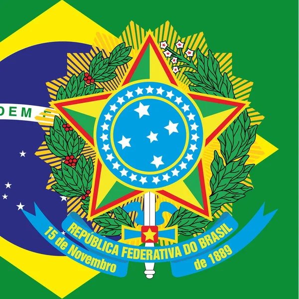 Герб Бразилии руку и флаг — стоковый вектор