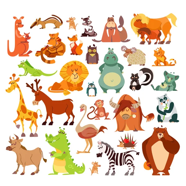Большой набор мультфильм животных — стоковый вектор