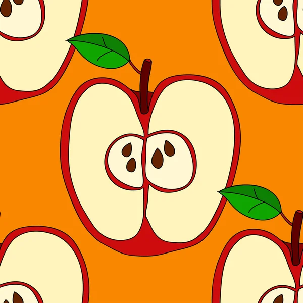 Бесшовный узор вектор с красные яблоки — стоковый вектор